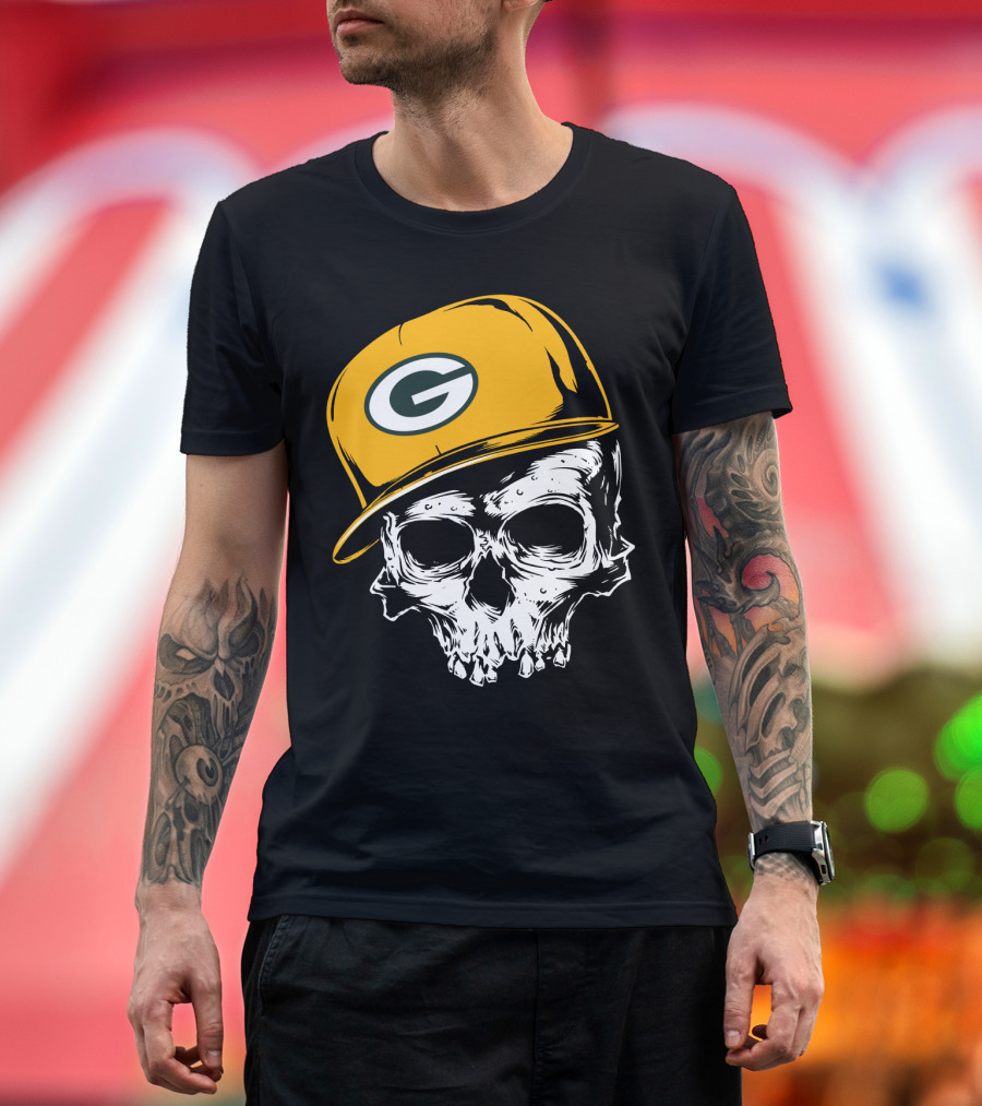 Green Bay Packers Skull With Iconic Cap T-Shirt
