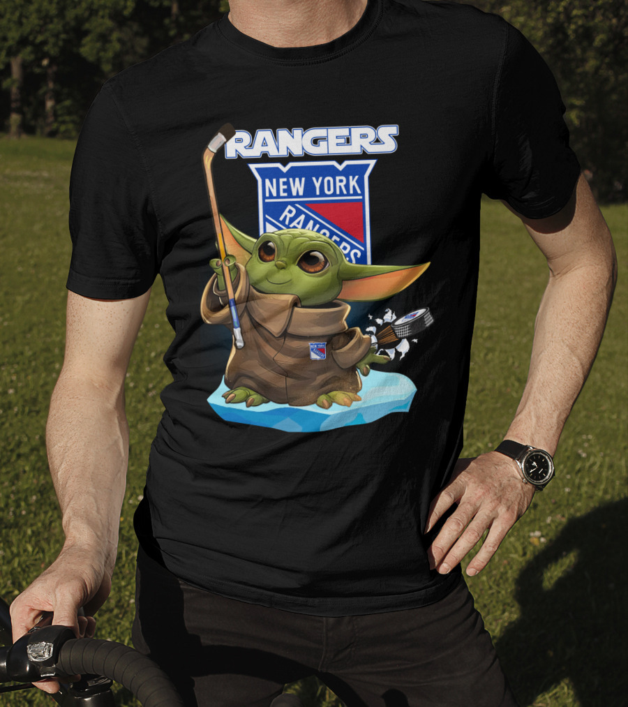 New York Rangers Baby Yoda Hockey Crossover T-Shirt