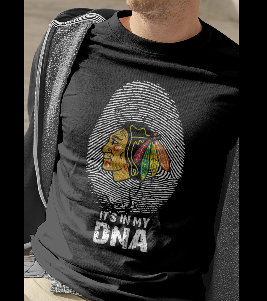 Chicago Blackhawks Indian Head It's In My Dna Fingerprint T-Shirt