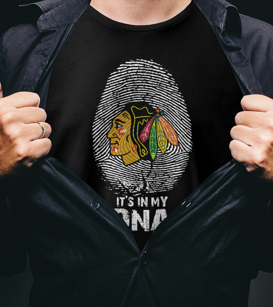 Chicago Blackhawks Indian Head It's In My Dna Fingerprint T-Shirt