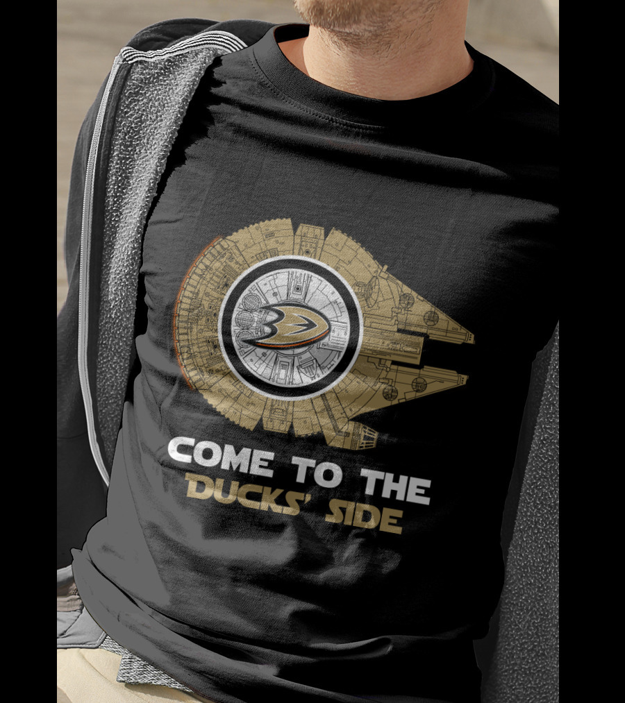 Anaheim Ducks Come To The Ducks' Side Millennium Falcon T-Shirt