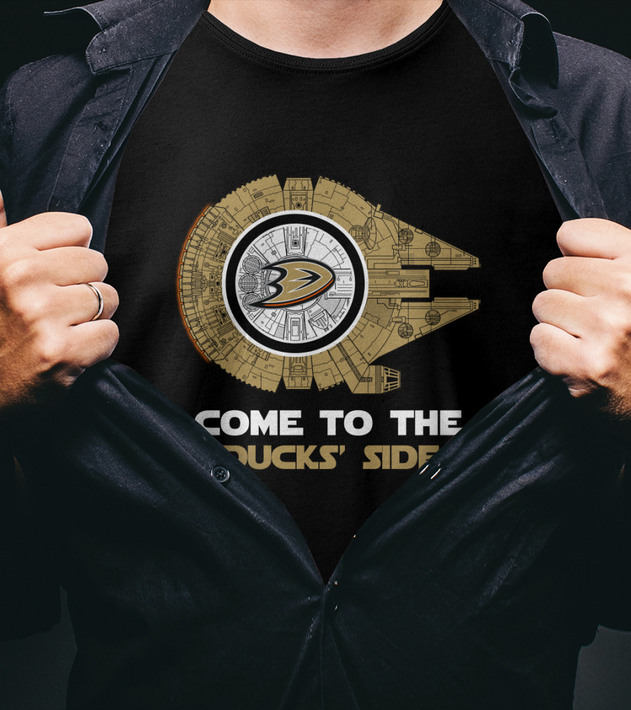 Anaheim Ducks Come To The Ducks' Side Millennium Falcon T-Shirt