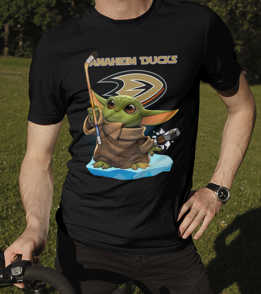 Baby Yoda Anaheim Ducks NHL Hockey Team Cute Character Fan T-Shirt