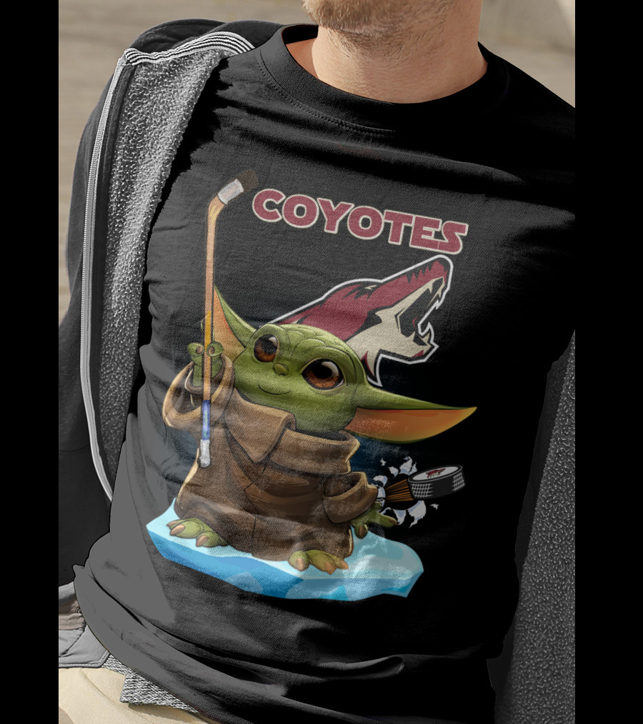 Coyotes Baby Yoda Hockey Puck T-Shirt