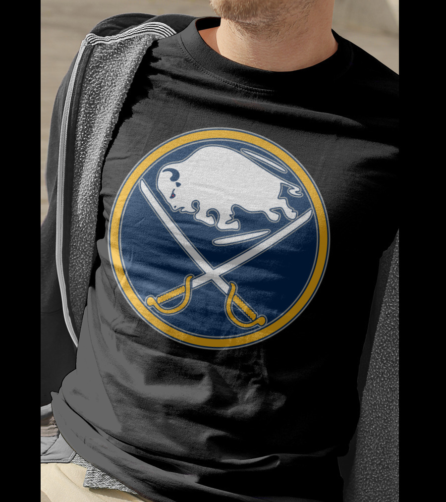 Buffalo Sabres Nhl Team Logo White Buffalo And Crossed Sabres T-Shirt