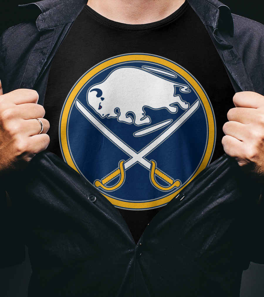 Buffalo Sabres Nhl Team Logo White Buffalo And Crossed Sabres T-Shirt
