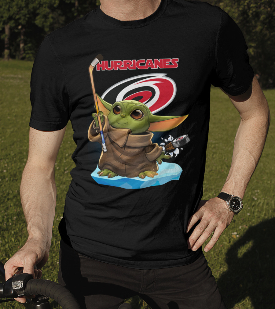 Hurricanes Baby Yoda With Hockey Stick And Puck Carolina Hurricanes T-Shirt