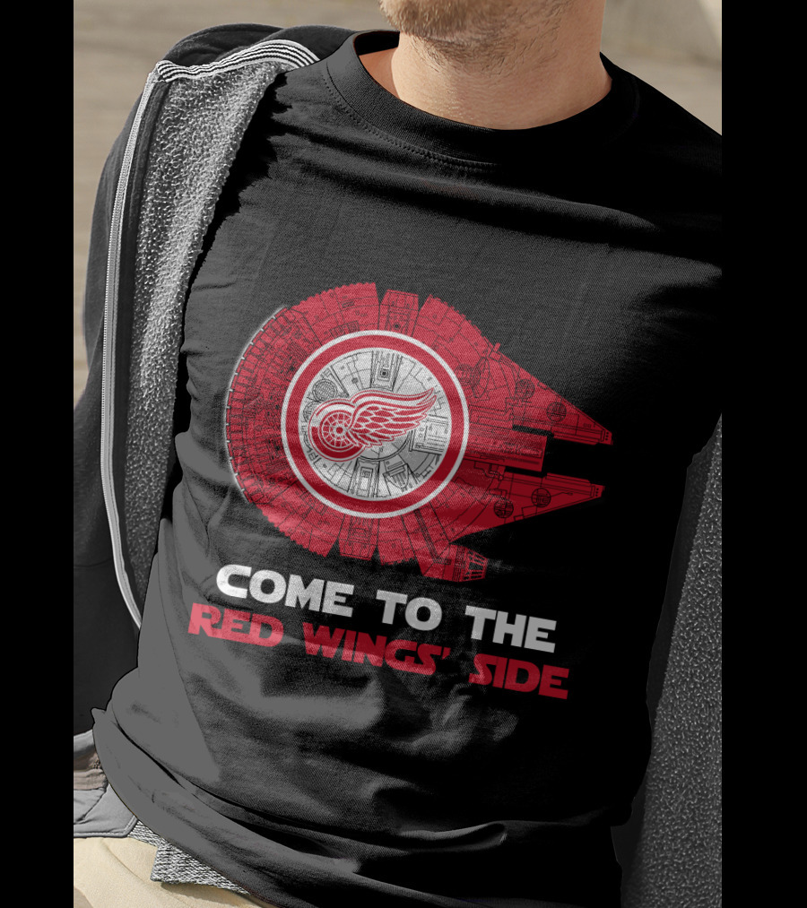 Come To The Red Wings' Side Detroit Red Wings Millennium Falcon T-Shirt