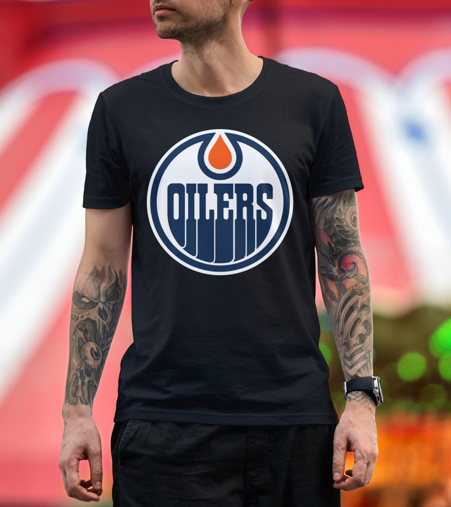 Edmonton Oilers Nhl Team Logo With Classic Oil Drop Symbol T-Shirt