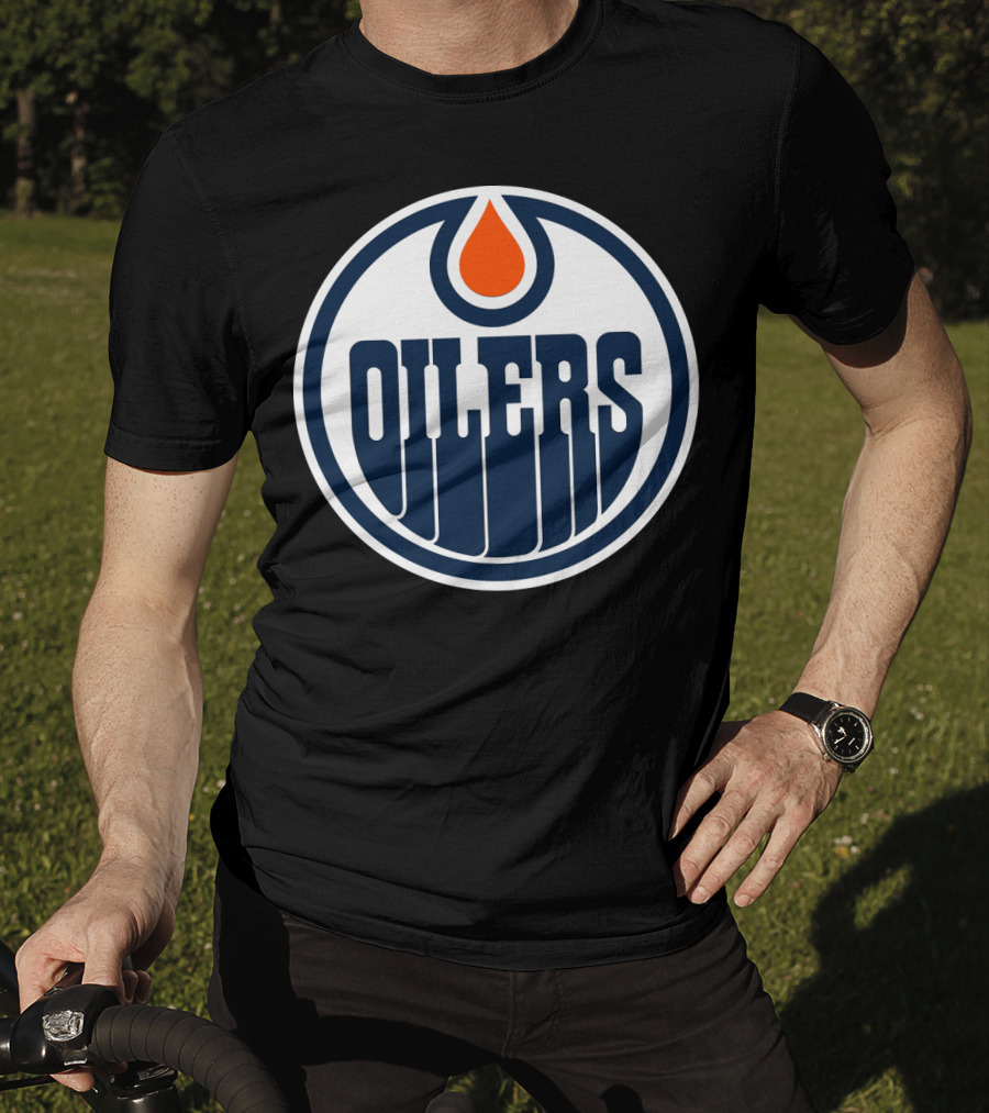 Edmonton Oilers Nhl Team Logo With Classic Oil Drop Symbol T-Shirt