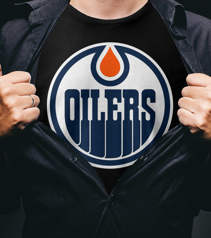 Edmonton Oilers Nhl Team Logo With Classic Oil Drop Symbol T-Shirt