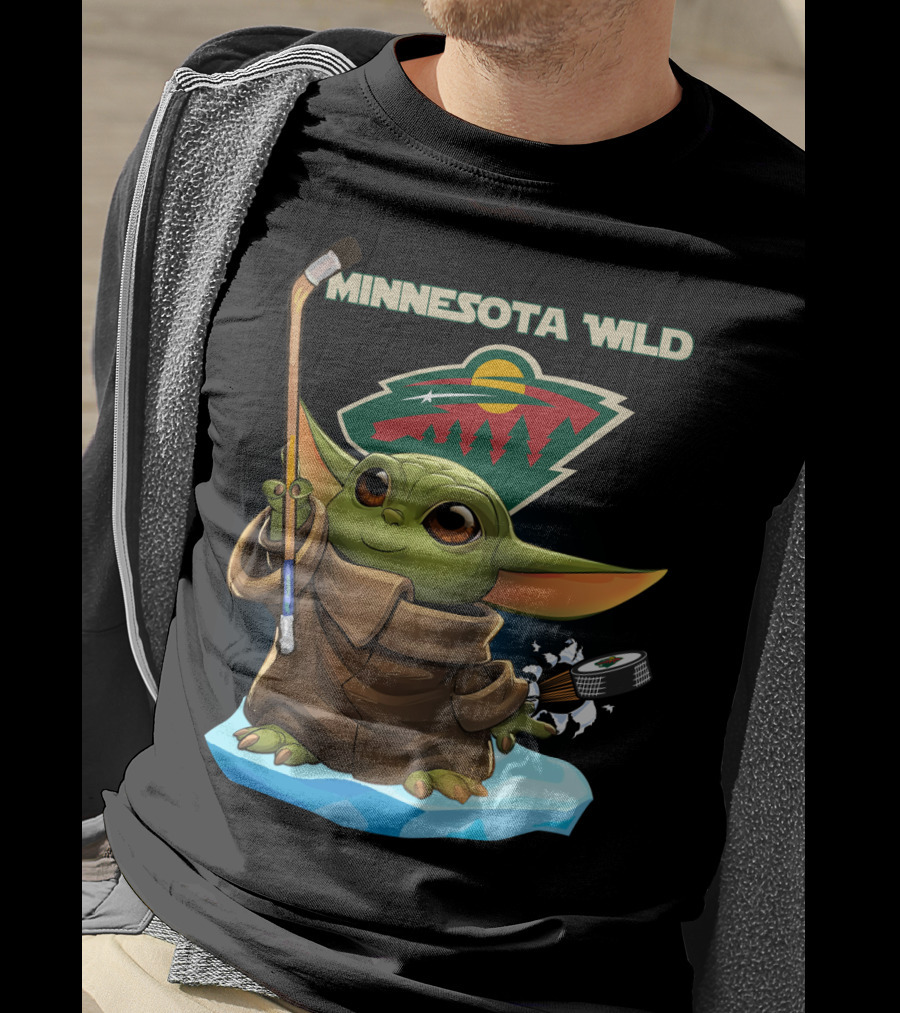 Minnesota Wild Baby Yoda Hockey Star Wars Nhl Crossover T-Shirt