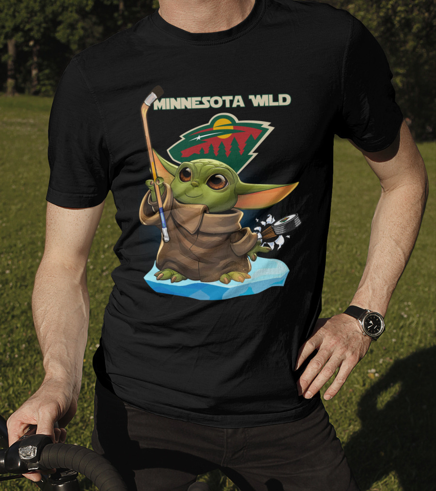 Minnesota Wild Baby Yoda Hockey Star Wars Nhl Crossover T-Shirt