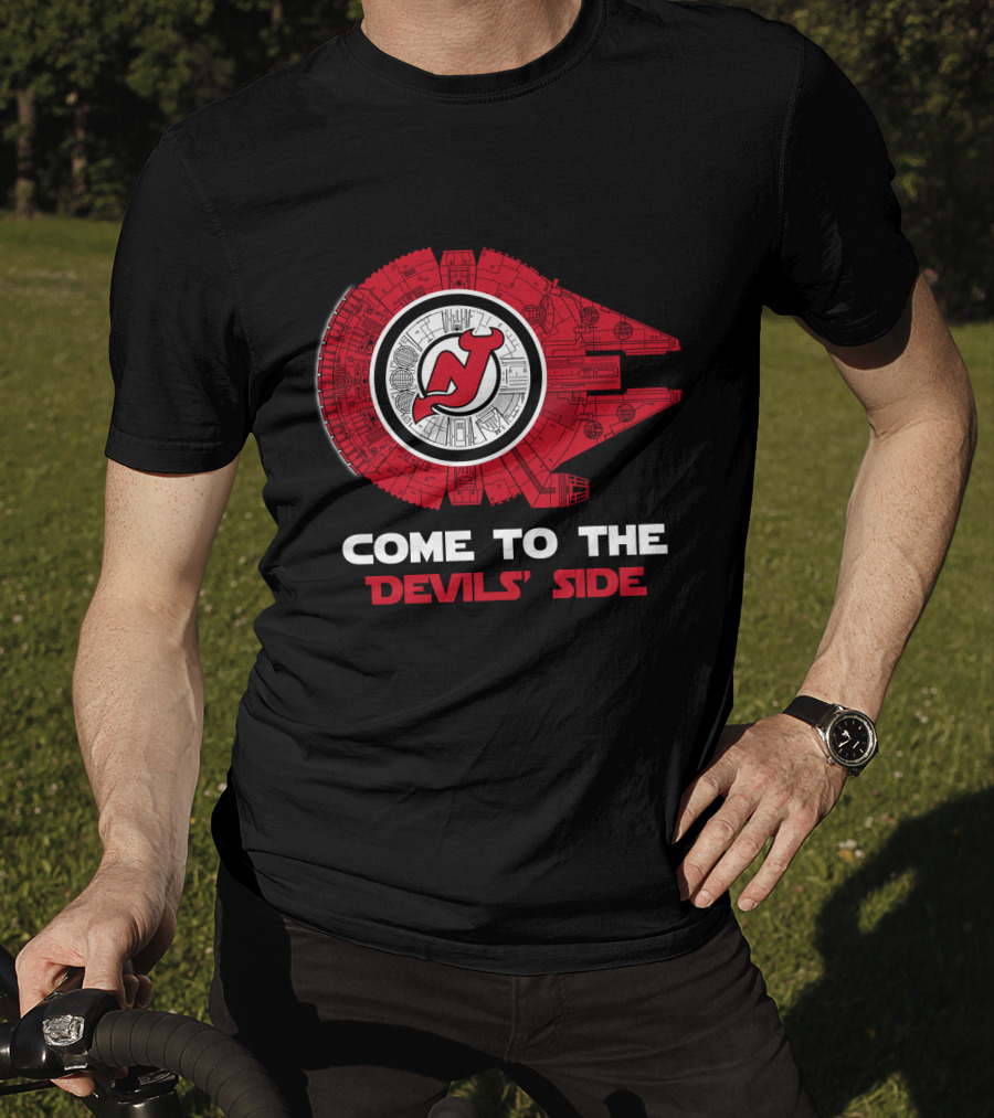 Come To The Devils' Side New Jersey Devils Millennium Falcon T-Shirt