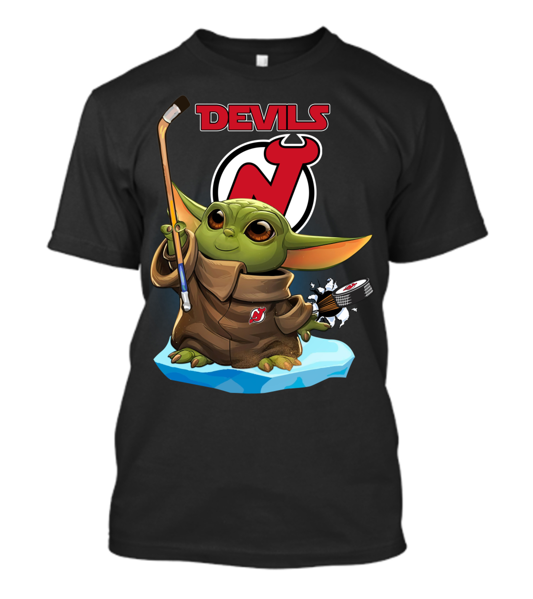 Baby Yoda New Jersey Devils Hockey Crossover T-Shirt