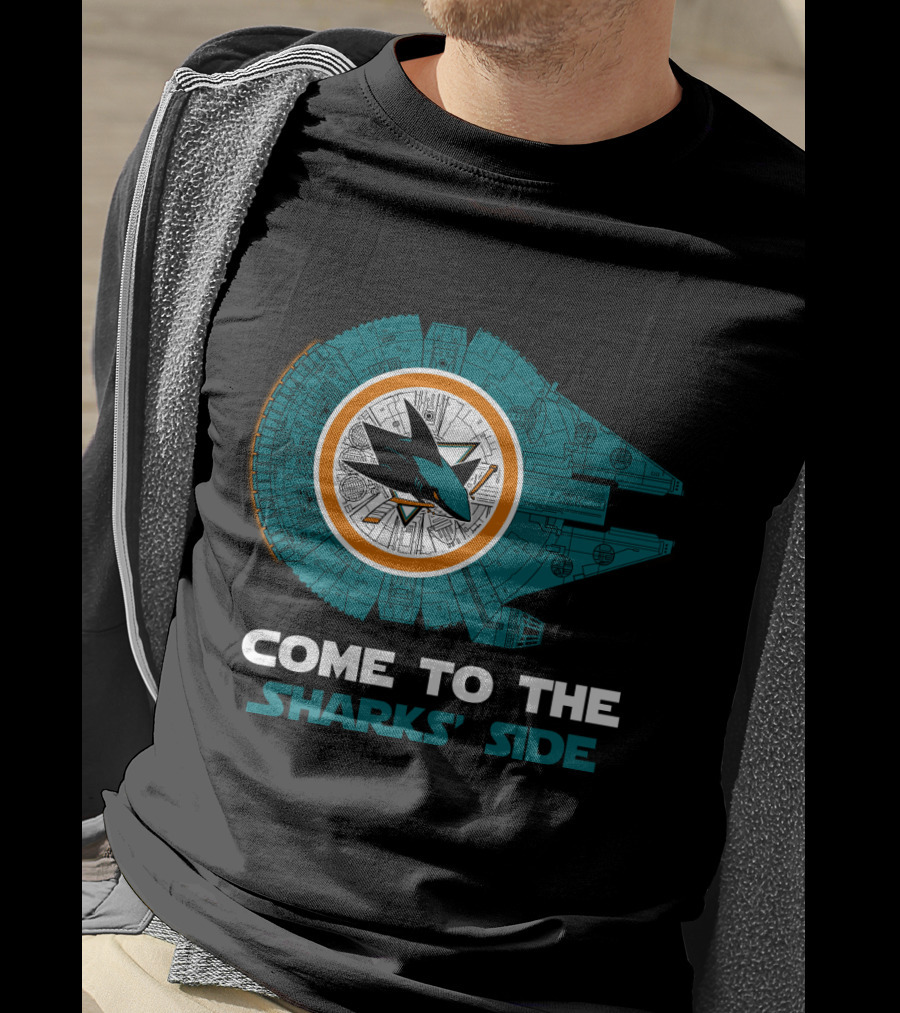 Come To The Sharks' Side San Jose Sharks Millennium Falcon T-Shirt