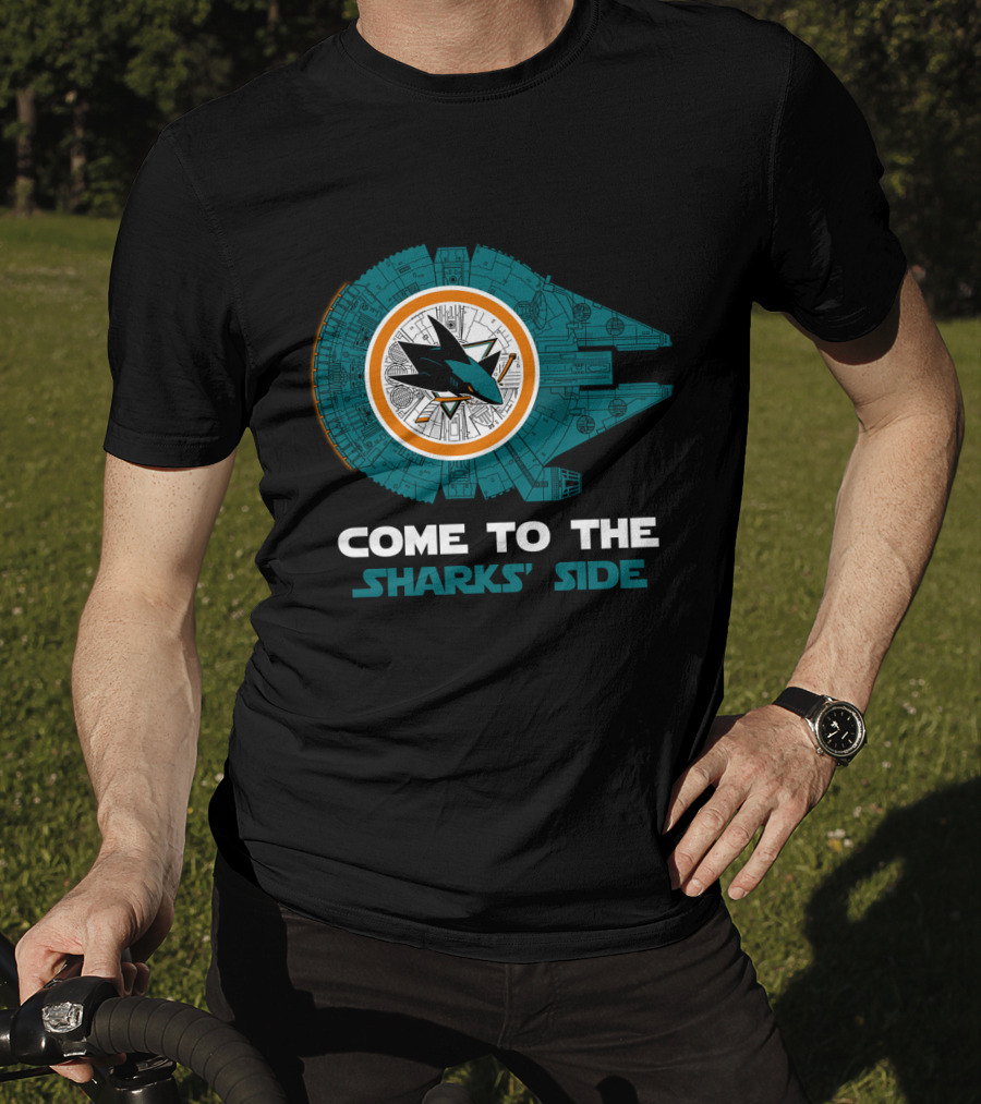 Come To The Sharks' Side San Jose Sharks Millennium Falcon T-Shirt