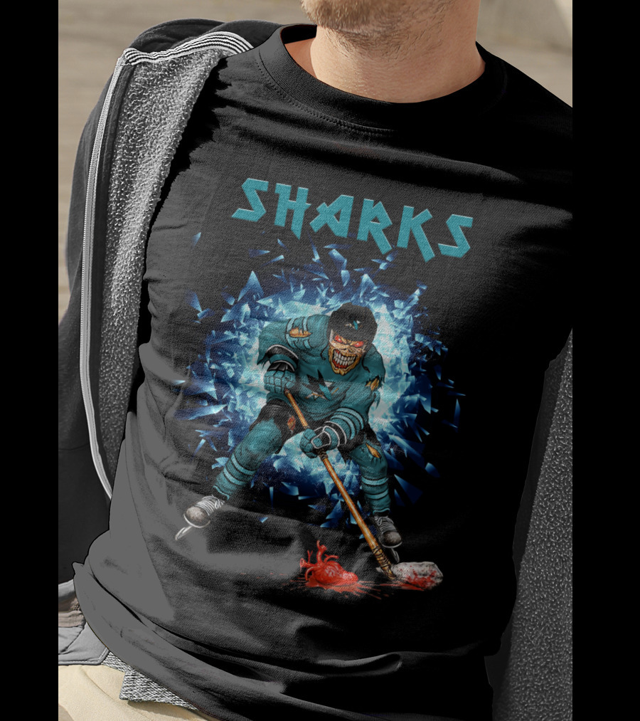 San Jose Sharks Hockey Player With Fiery Impact T-Shirt
