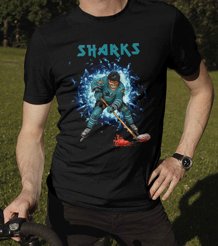 San Jose Sharks Hockey Player With Fiery Impact T-Shirt
