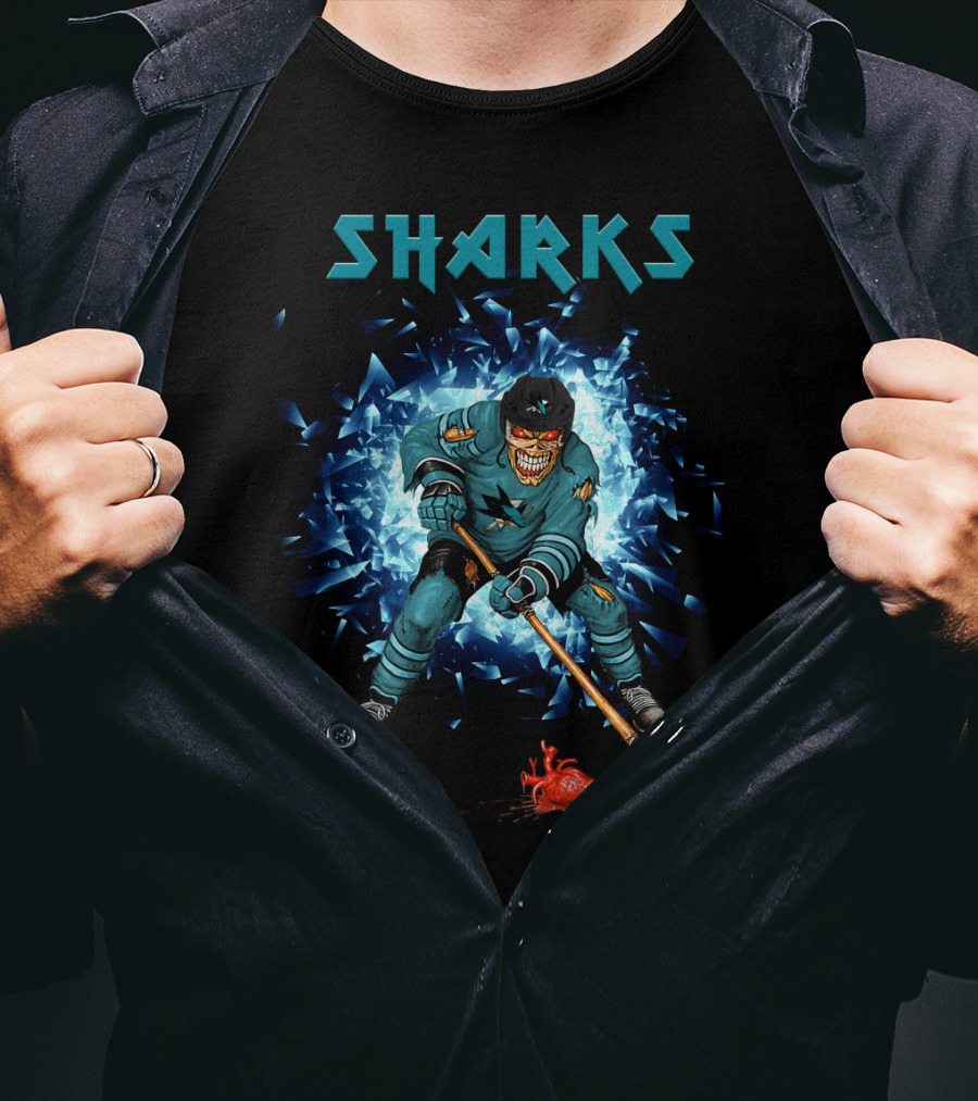 San Jose Sharks Hockey Player With Fiery Impact T-Shirt