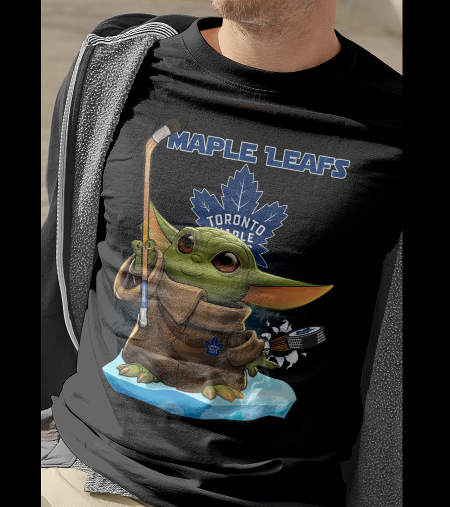 Baby Yoda Toronto Maple Leafs Hockey Star Wars Crossover T-Shirt