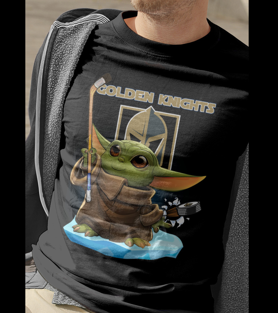Golden Knights Baby Yoda Hockey Ice Block T-Shirt
