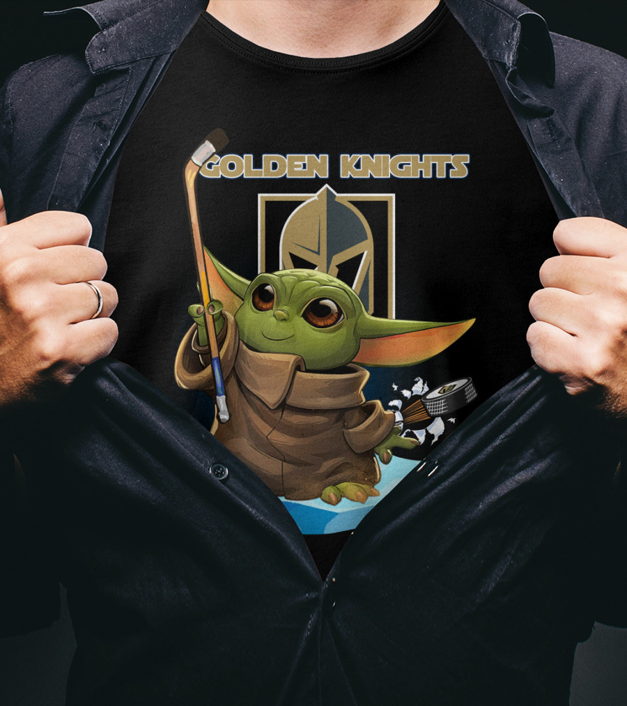 Golden Knights Baby Yoda Hockey Ice Block T-Shirt