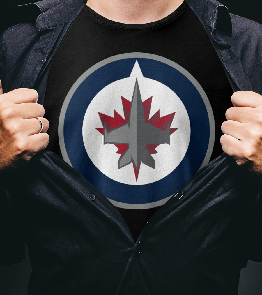 Winnipeg Jets Circle Logo With Jet And Maple Leaf T-Shirt