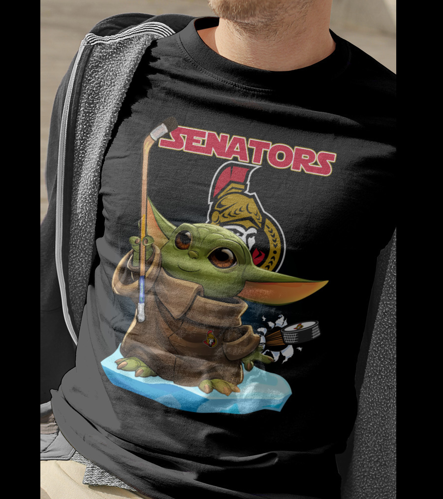 Baby Yoda Ottawa Senators Hockey Crossover T-Shirt