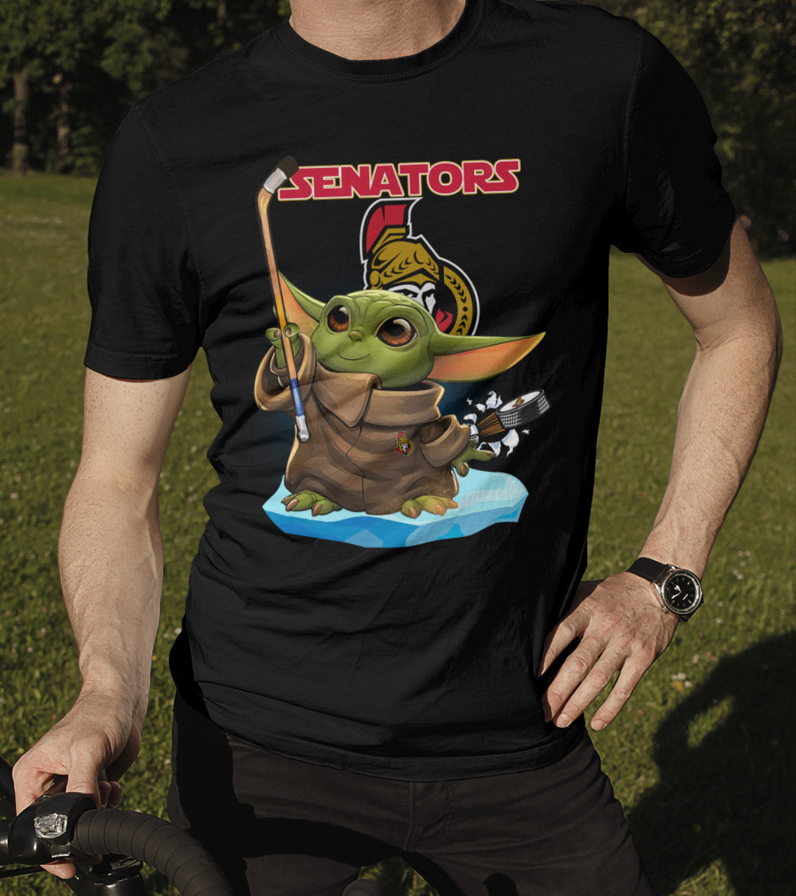 Baby Yoda Ottawa Senators Hockey Crossover T-Shirt
