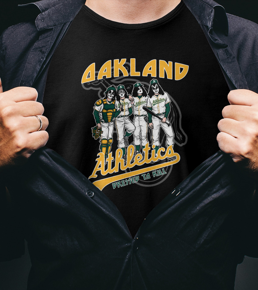 Oakland Athletics Dressed To Kill KISS Style Baseball Players T-Shirt