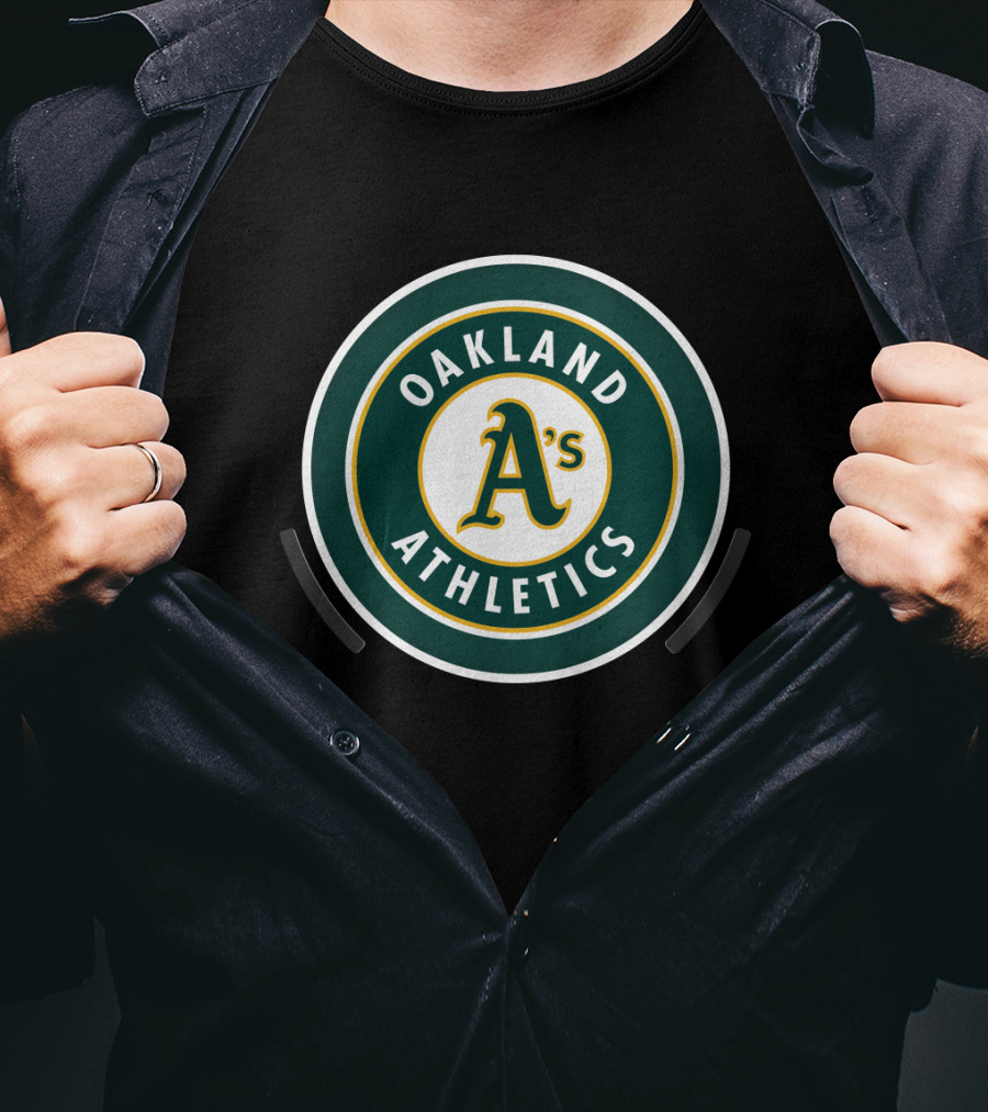Oakland Athletics A's Logo Circle Green And Yellow T-Shirt
