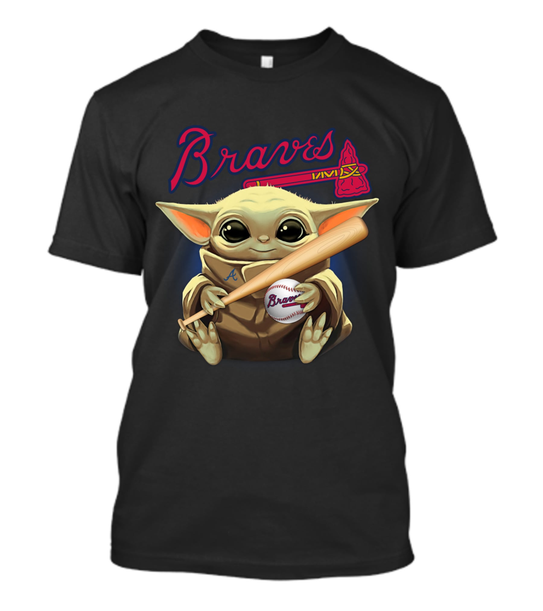 Braves Baseball Baby Yoda Holding Bat And Ball T-Shirt