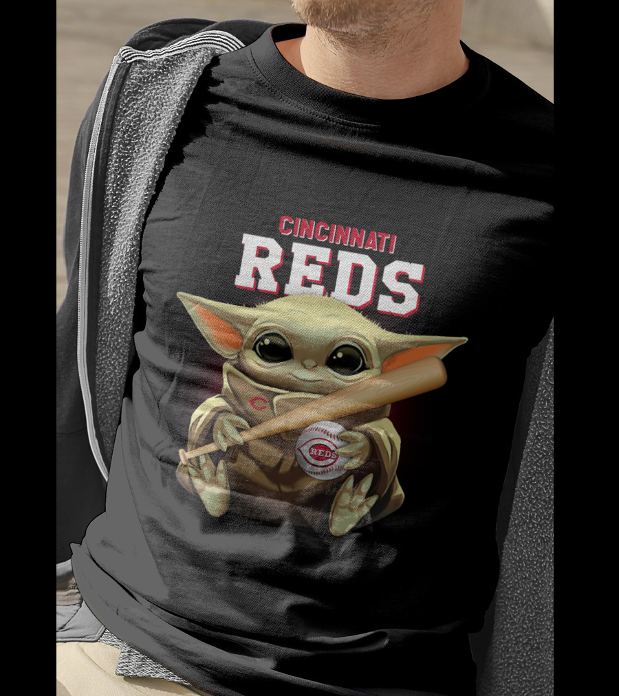 Cincinnati Reds Baby Yoda Baseball Bat And Ball T-Shirt