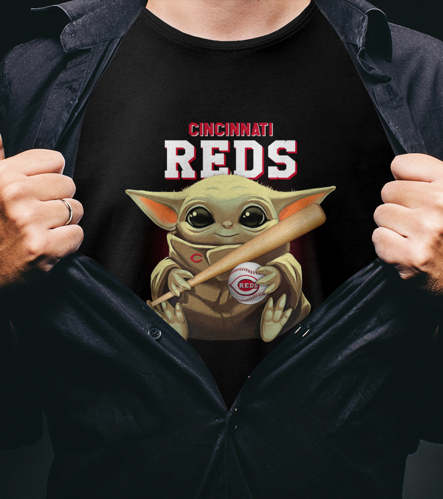 Cincinnati Reds Baby Yoda Baseball Bat And Ball T-Shirt