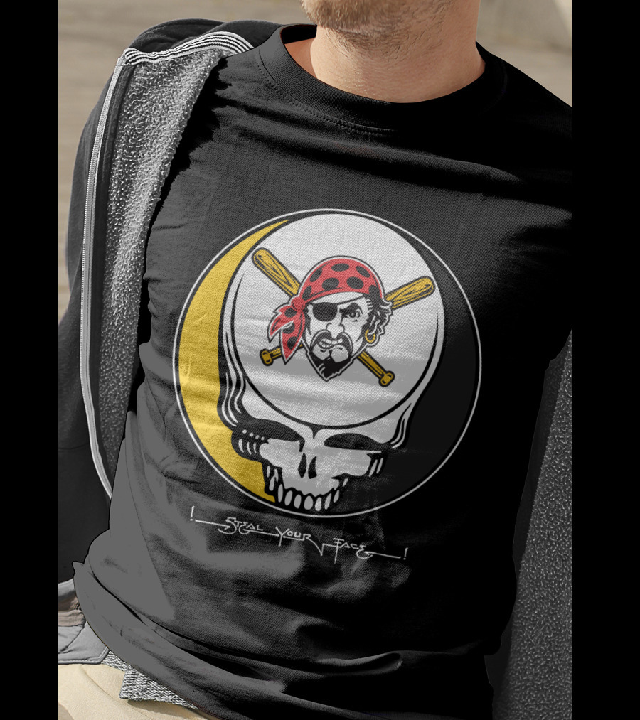 Grateful Dead Steal Your Face Pittsburgh Pirates Skull T-Shirt