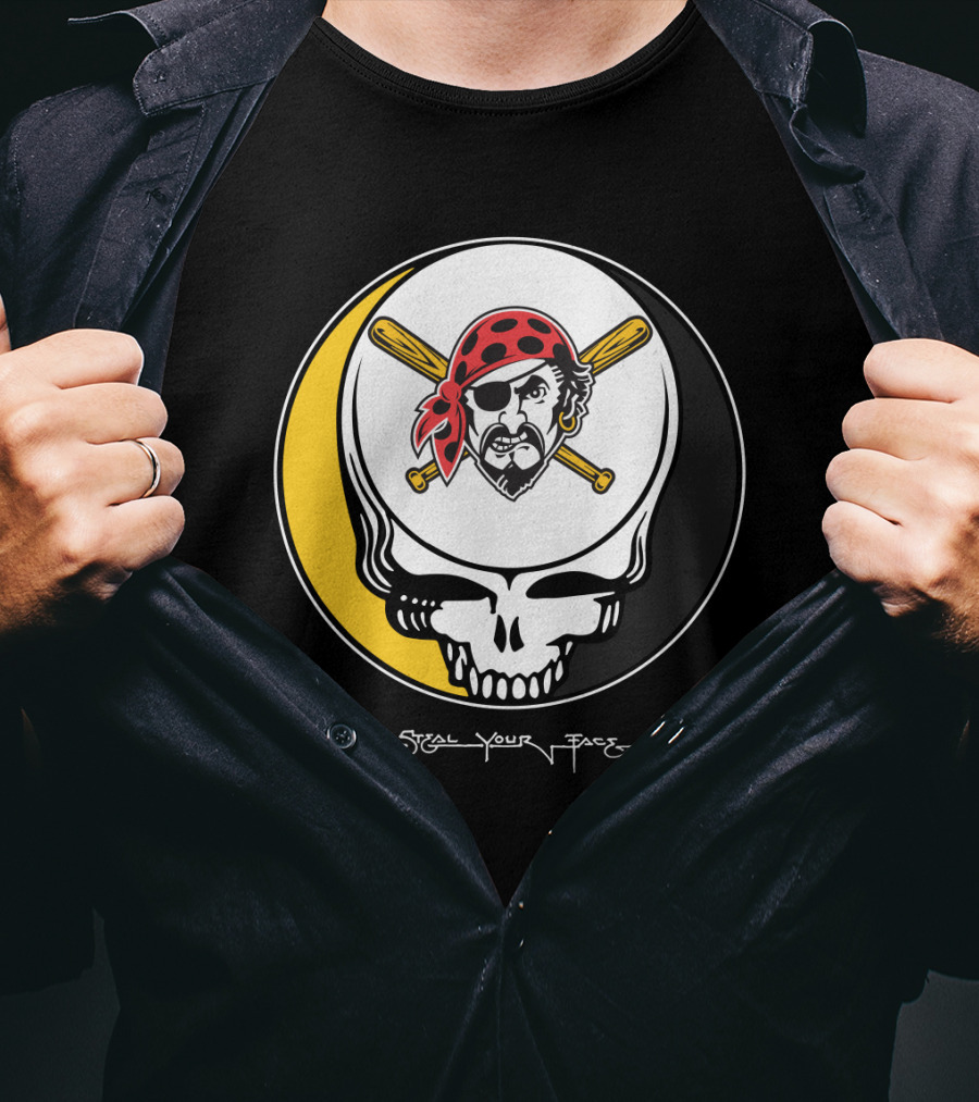 Grateful Dead Steal Your Face Pittsburgh Pirates Skull T-Shirt