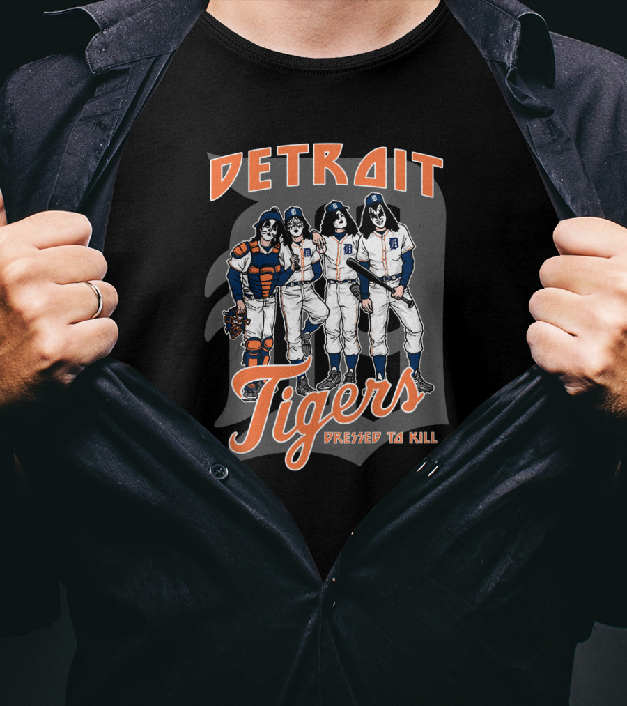 KISS Detroit Tigers Dressed To Kill Baseball Players T-Shirt