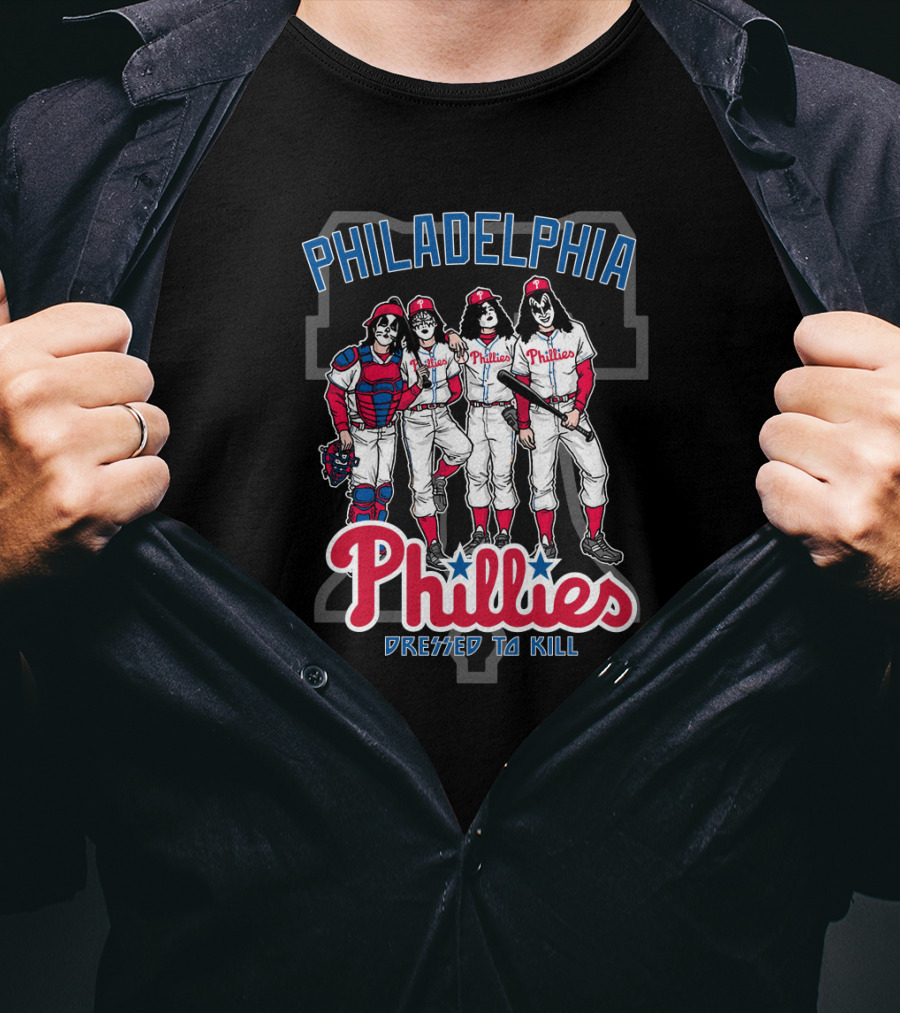 Philadelphia Phillies KISS Dressed To Kill Players Comic Mashup T-Shirt