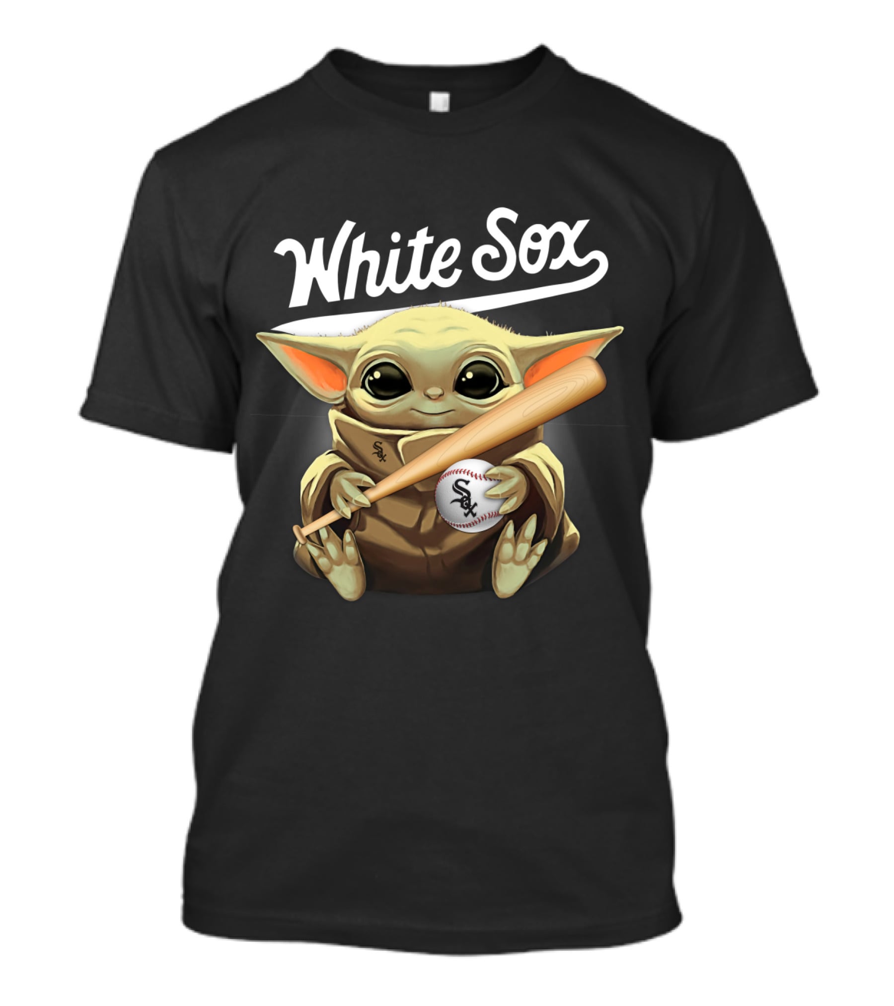 White Sox Baby Yoda Holding Baseball And Bat T-Shirt
