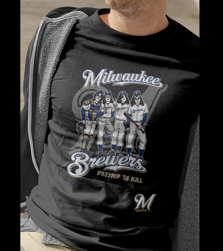 Milwaukee Brewers KISS Dressed To Kill Band Crossover T-Shirt