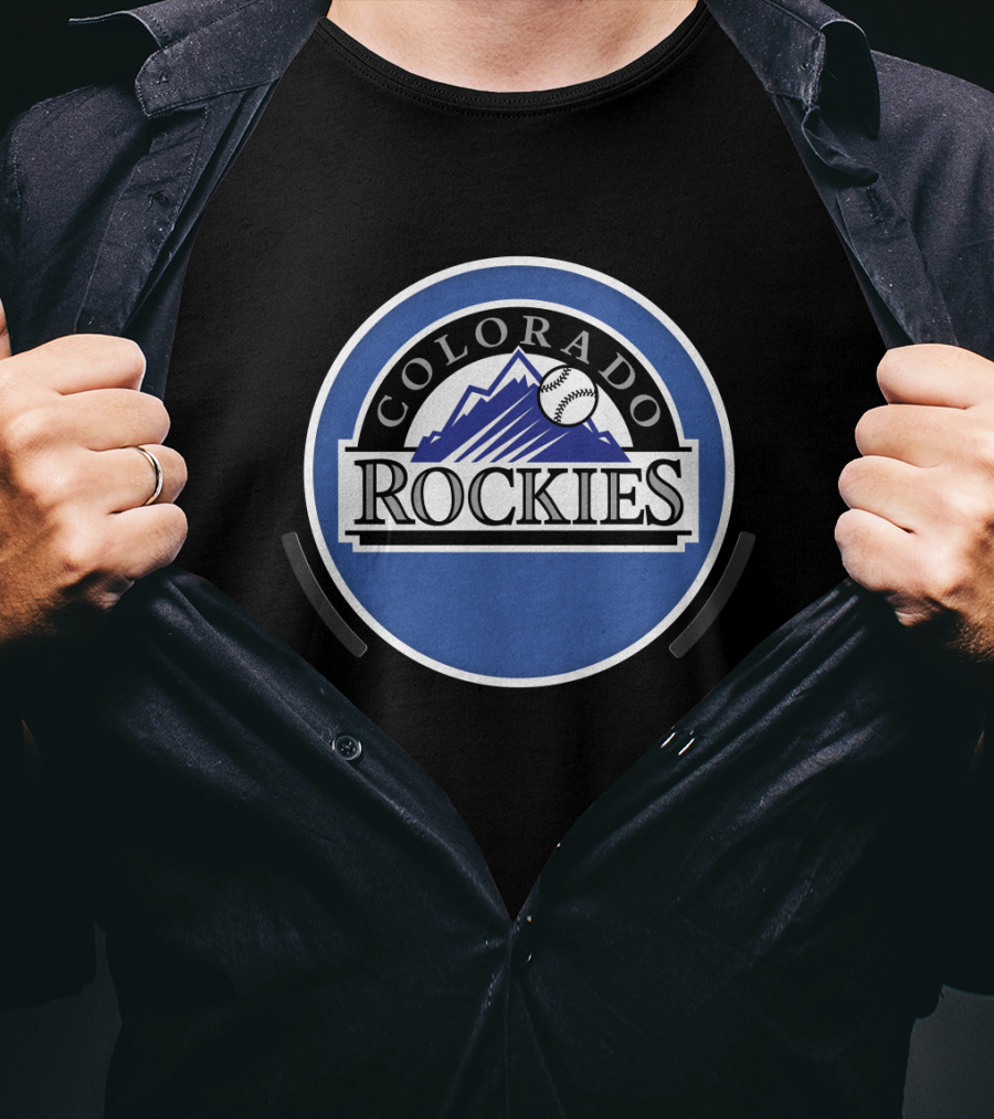 Colorado Rockies Logo Baseball Mountain T-Shirt