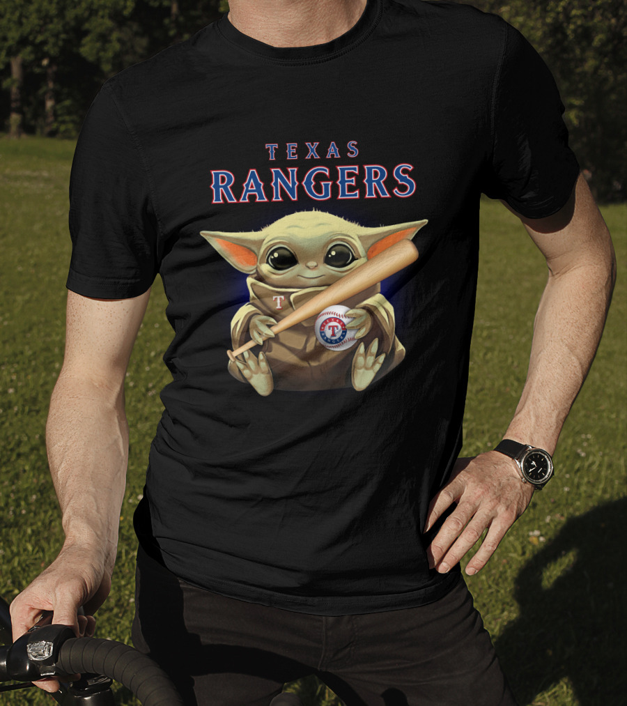 Texas Rangers Baseball Cute Green Alien With Bat And Ball T-Shirt