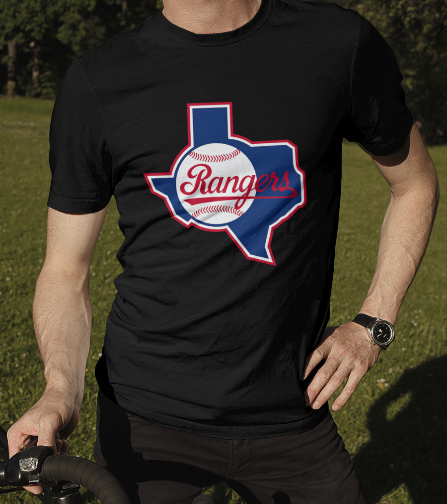 Texas Rangers Vintage Logo Texas Outline Baseball T-Shirt