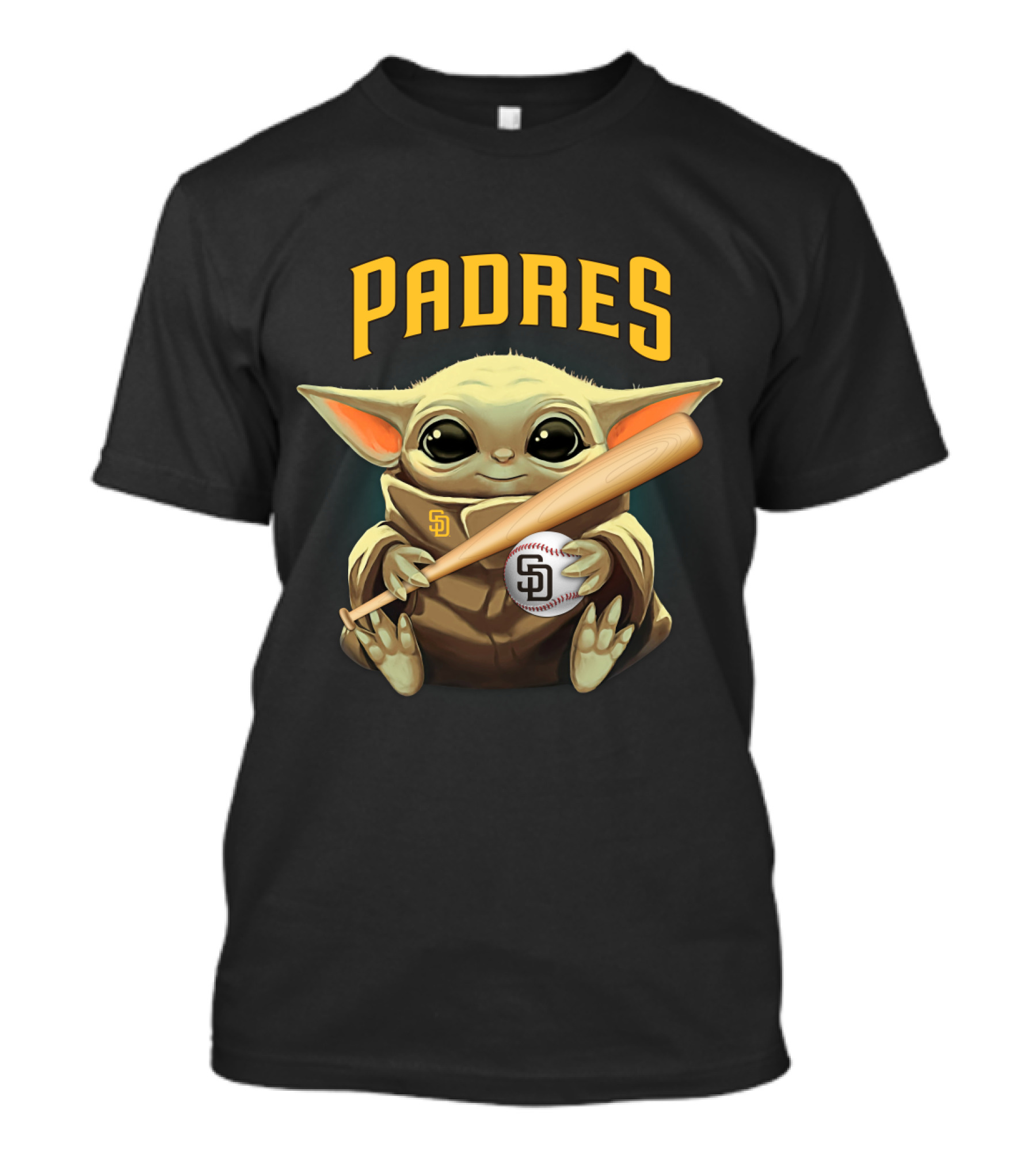 San Diego Padres Baby Yoda Baseball Bat And Ball T-Shirt
