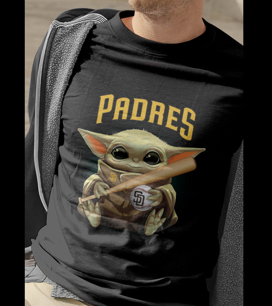 San Diego Padres Baby Yoda Baseball Bat And Ball T-Shirt