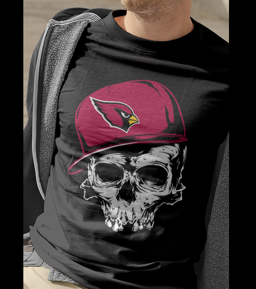 Arizona Cardinals Skull With Logo Cap T-Shirt