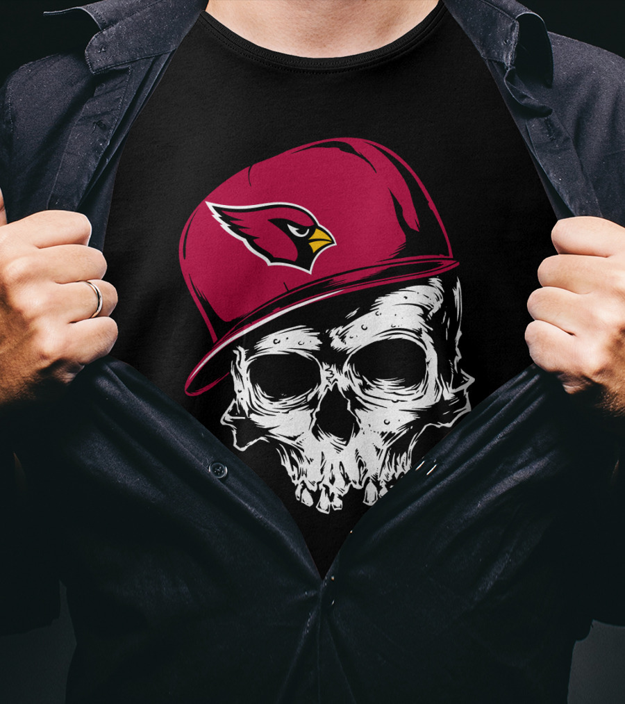 Arizona Cardinals Skull With Logo Cap T-Shirt