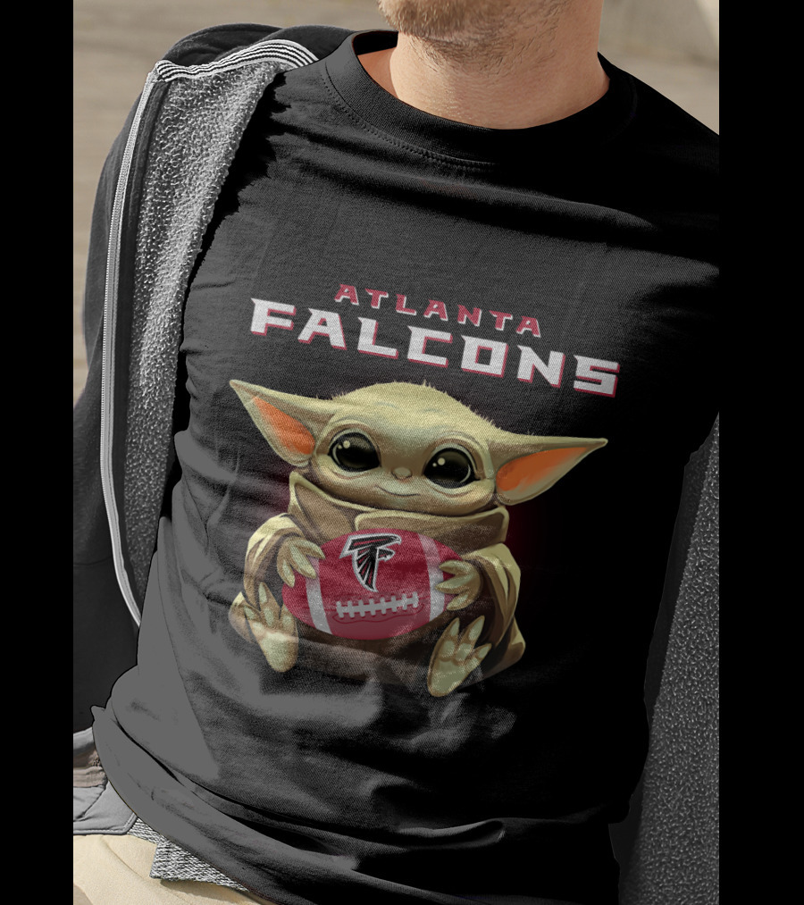 Atlanta Falcons Baby Yoda Holding Football Ball With Falcons T-Shirt