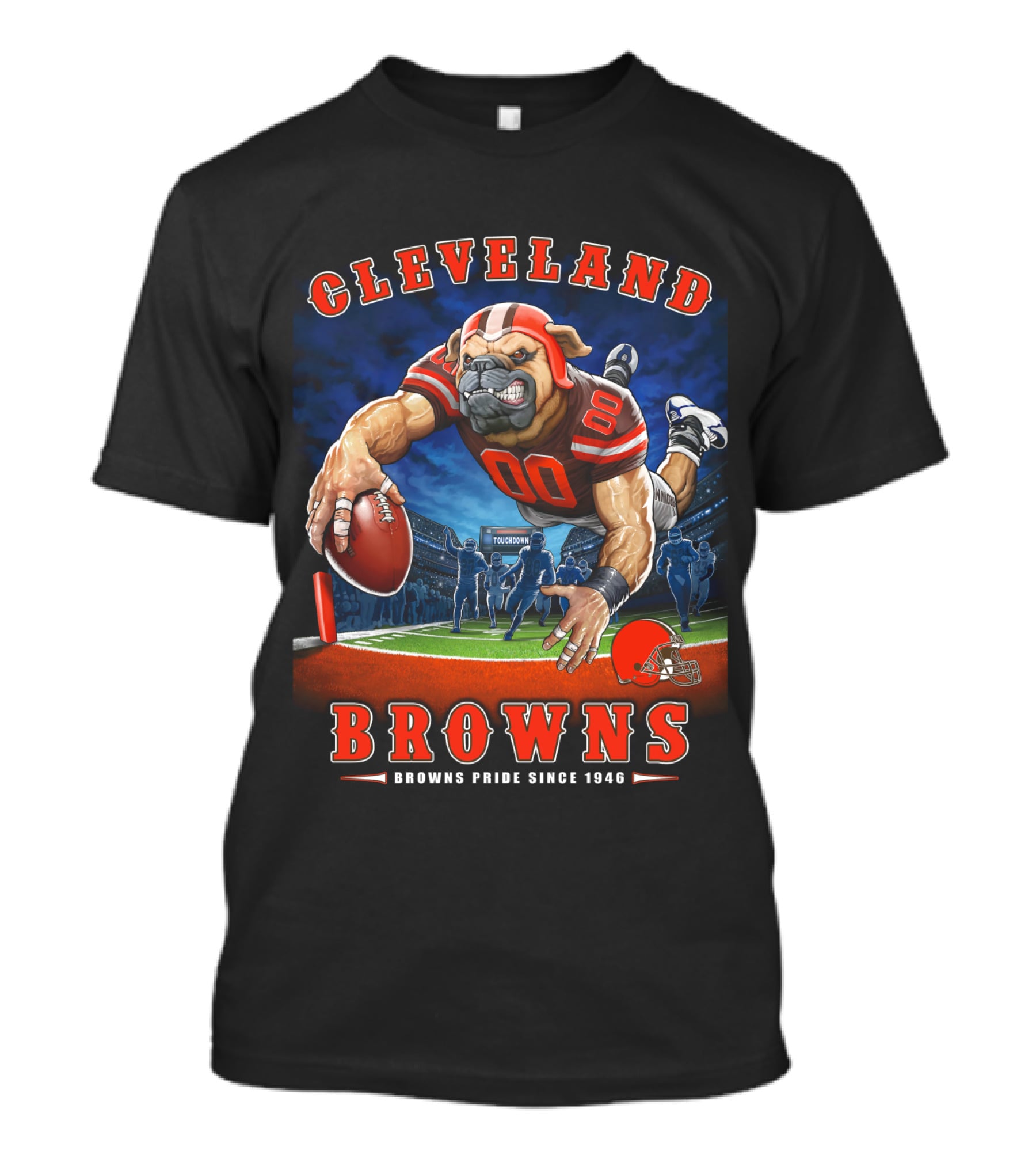 Cleveland Browns Pride Since 1946 End Zone Football Bulldog T-Shirt